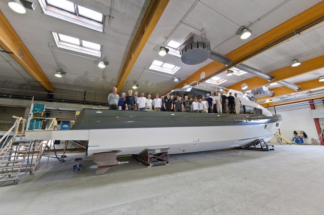 Latest photos of motor yacht Rupert 80 nearing completion at Rupert Marine