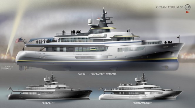 Latest 50m motor yacht Ocean Atrium design – ‘ultimate events yacht’ by LP Design Ltd UK