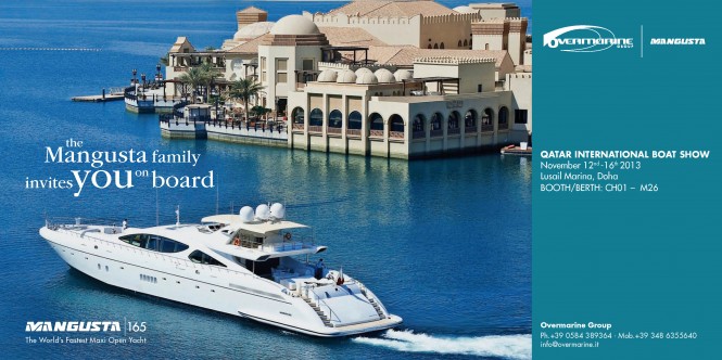 Overmarine Group Mangusta to attend Qatar International Boat Show displaying Mangusta 165 Yacht