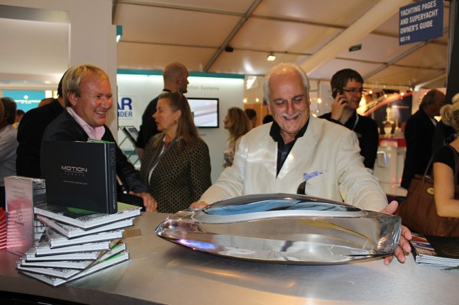 Sale of Tim Heywood-designed superyacht sculpture just days after its signing on Yachting Pages stand at MYS