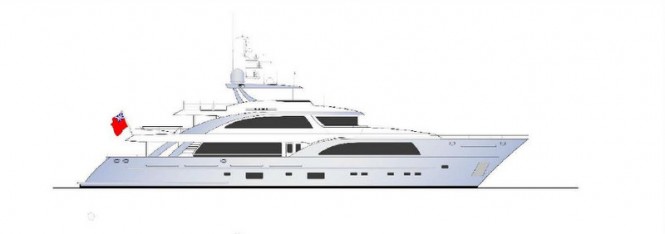 42m displacement motor yacht Design no. 162 by Fifth Ocean Yachts and Ginton NA