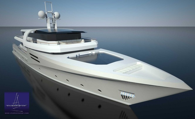 Renderings of 44m Diesel Electric Yacht Concept by Fifth Ocean Yachts and Studio Starkel