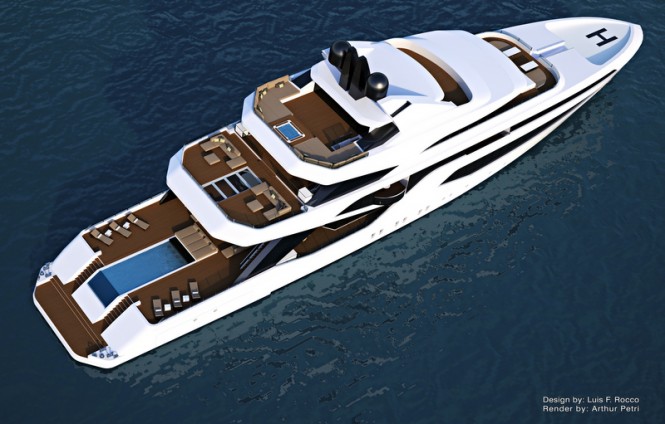 LOFT74 superyacht concept from above LOFT74 superyacht concept from above