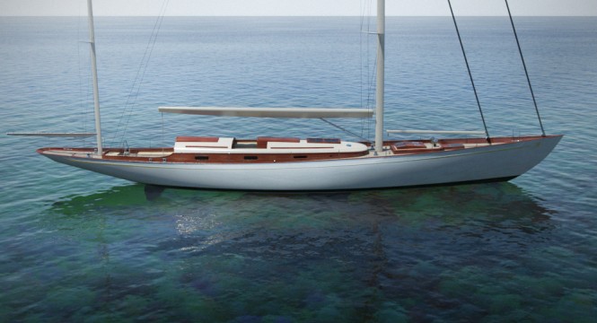 Luxury yacht Fairlie 77 design - side view Luxury yacht Fairlie 77 design - side view