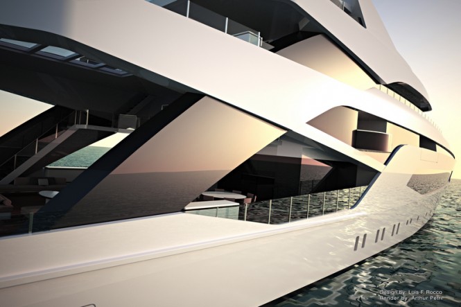Luxury yacht LOFT concept - side view Luxury yacht LOFT concept - side view