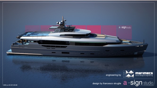 A-Sign Studio 35m motor yacht Project 2635 designed by Francesco Struglia