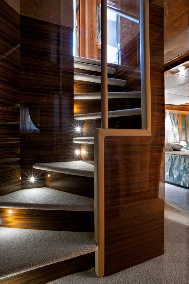 Amer 100 Yacht - Guest cabin stairs Amer 100 Yacht - Guest cabin stairs