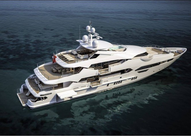 Photos from visit of Eddie Jordan at Sunseeker to check progress of Sunseeker 155 Yacht