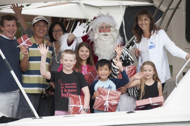 Santa joined Riviera families on-board as he delivered presents to the children