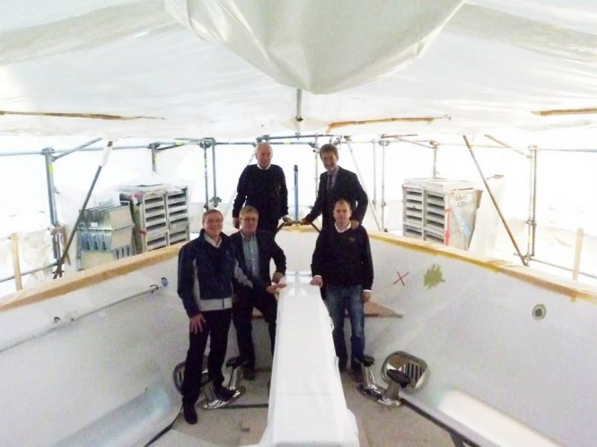 Sunseeker 155 Yacht under construction at Sunseeker Sunseeker 155 Yacht under construction at Sunseeker