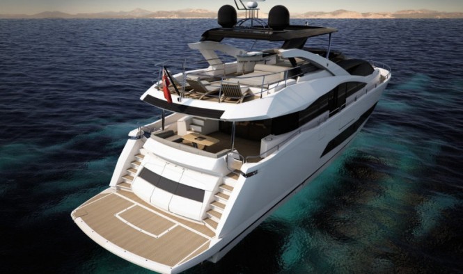 Sunseeker 86 Yacht - aft view Sunseeker 86 Yacht - aft view