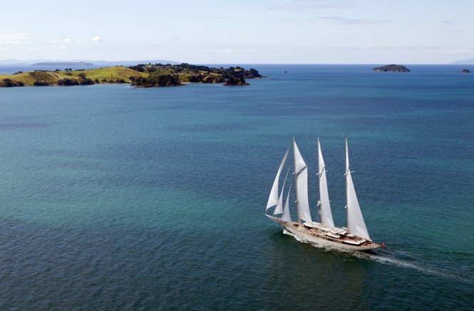 Superyacht Athena cruises Auckland's Hauraki Gulf - Photo by Ivor Wilkins