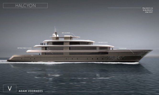 Latest 77m mega yacht HALCYON concept by Adam Voorhees Design