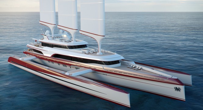 New 80m Luxury Sailing Trimaran DRAGONSHIP 80 by Pi Yachts and McPherson Yacht Design