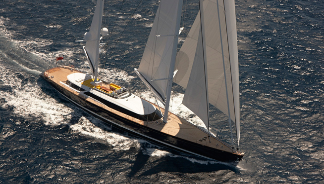 Recently launched 56m luxury yacht MONDANGO3 by Alloy Yachts under sail