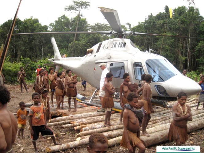 'Building Heli landing at Irian Jaya' 'Building Heli landing at Irian Jaya'