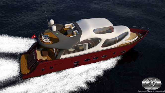 Luxury yacht UF-29TE13-109 concept from above Luxury yacht UF-29TE13-109 concept from above