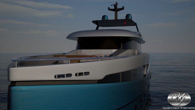 Luxury yacht UF-43EK13-135 design - front view Luxury yacht UF-43EK13-135 design - front view
