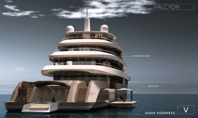 Motor yacht HALCYON concept - aft view Motor yacht HALCYON concept - aft view