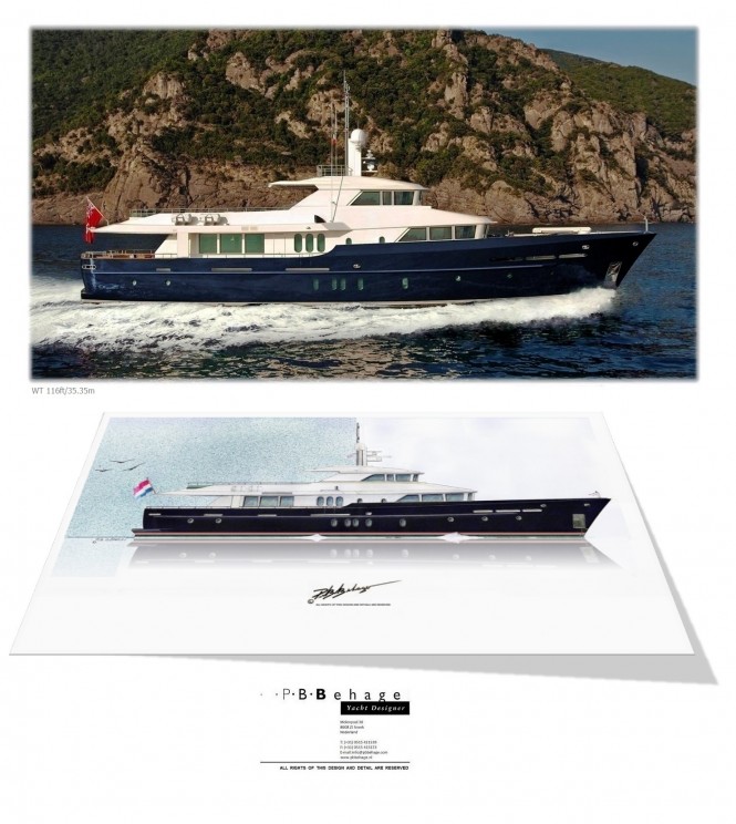 P.B. Behage-renewed World Traveler 116 yacht concept based on design of Benetti Sail Division motor yacht GRAND CRU III