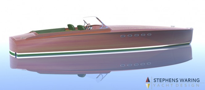 New classy speedboat designed by Stephens Waring Yacht Design under construction