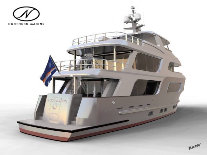 90ft Yacht Blood Baron - aft view 90ft Yacht Blood Baron - aft view