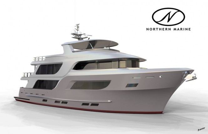 Renderings of new 90′ motor yacht BLOOD BARON by Northern Marine