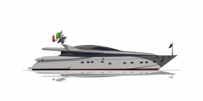 Renderings of 95′ motor yacht D95 by Dyna Craft