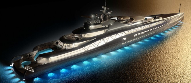 Fortissimo superyacht concept by night Fortissimo superyacht concept by night