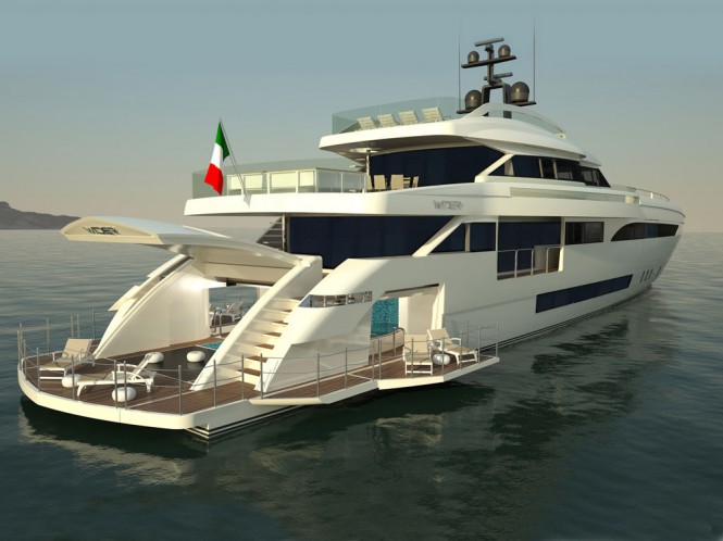 Luxury yacht Wider 150 - aft view Luxury yacht Wider 150 - aft view