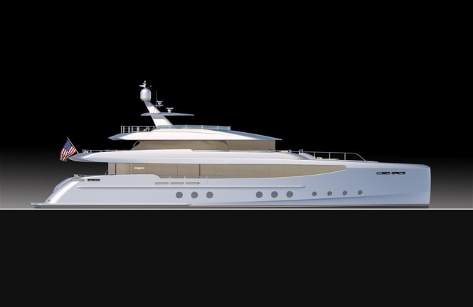 New 44m motor yacht Burger 144 concept presented by Burger Boat Company at Miami Yacht & Brokerage Show