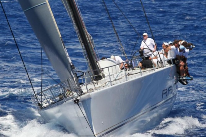 George David’s RP90 sailing yacht Rambler leading at RORC Caribbean 600