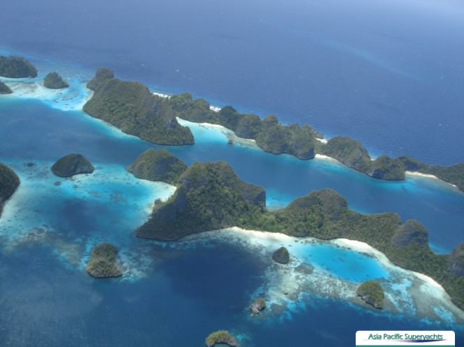 The fabulous Indonesia yacht charter location - Raja Ampat from above The fabulous Indonesia yacht charter location - Raja Ampat from above
