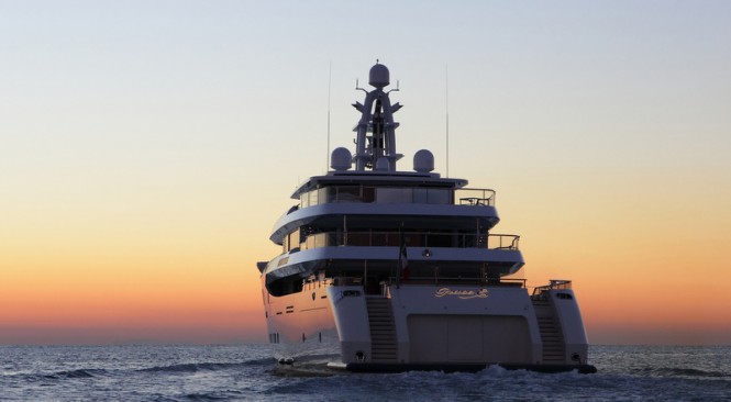 Grace E superyacht - rear view Grace E superyacht - rear view