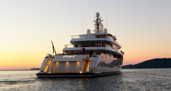 Luxury yacht Grace E - aft view Luxury yacht Grace E - aft view