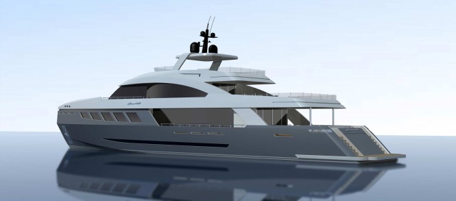 CM42 superyacht design - aft view CM42 superyacht design - aft view