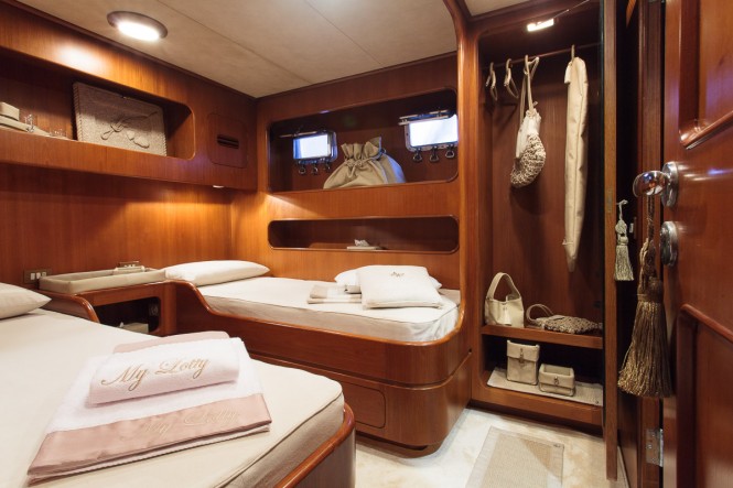 Charter yacht MY LOTTY aft guest cabin Charter yacht MY LOTTY aft guest cabin