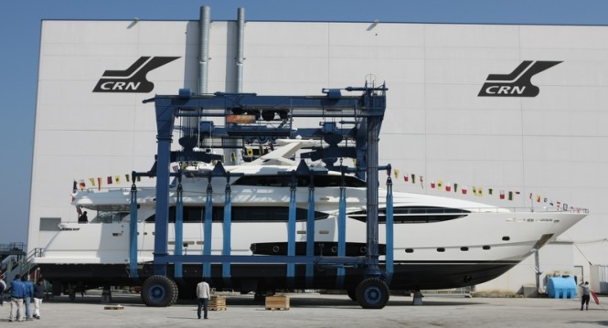 Launch of Ferretti Custom Line 124’ motor yacht Hull #5 at CRN Ancona