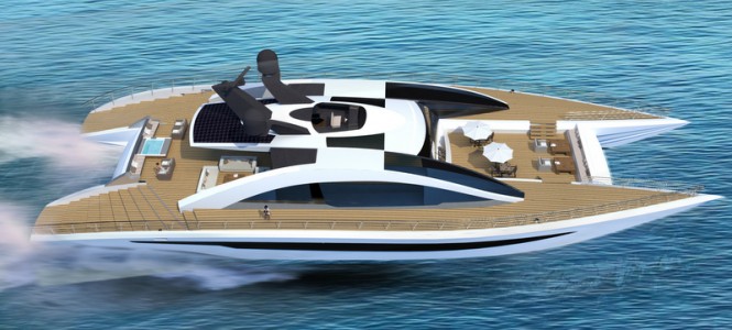 Luxury yacht Equinox concept at full speed Luxury yacht Equinox concept at full speed
