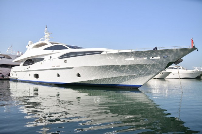 Luxury yacht Majesty 121 at the Dubai International Boat Show Luxury yacht Majesty 121 at the Dubai International Boat Show
