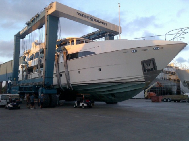 Debut of IAG Primadonna Hull #2 motor yacht LADY CHRISTING at 2014 Miami Yacht Show