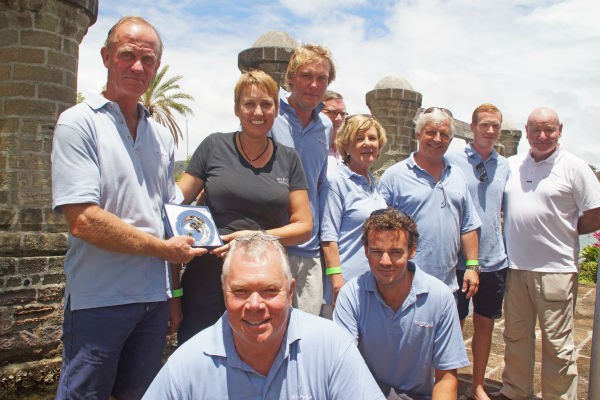 Debbie Johnson presenting the circumnavigation award to Oyster 56, Yantina