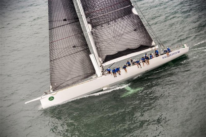 Luxury sailing yacht Ragamuffin 90 - the largest competing boat in the 2014 Rolex China Sea Race - Photo by Rolex Kurt Arrigo