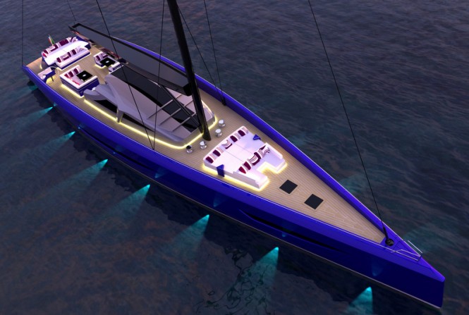 Luxury yacht SHUAIRAN concept from above Luxury yacht SHUAIRAN concept from above