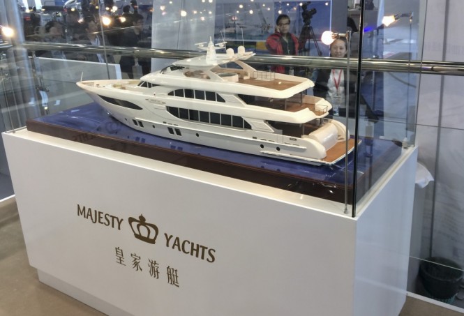 Superyacht Majesty 135 scale model on display at the event Superyacht Majesty 135 scale model on display at the event