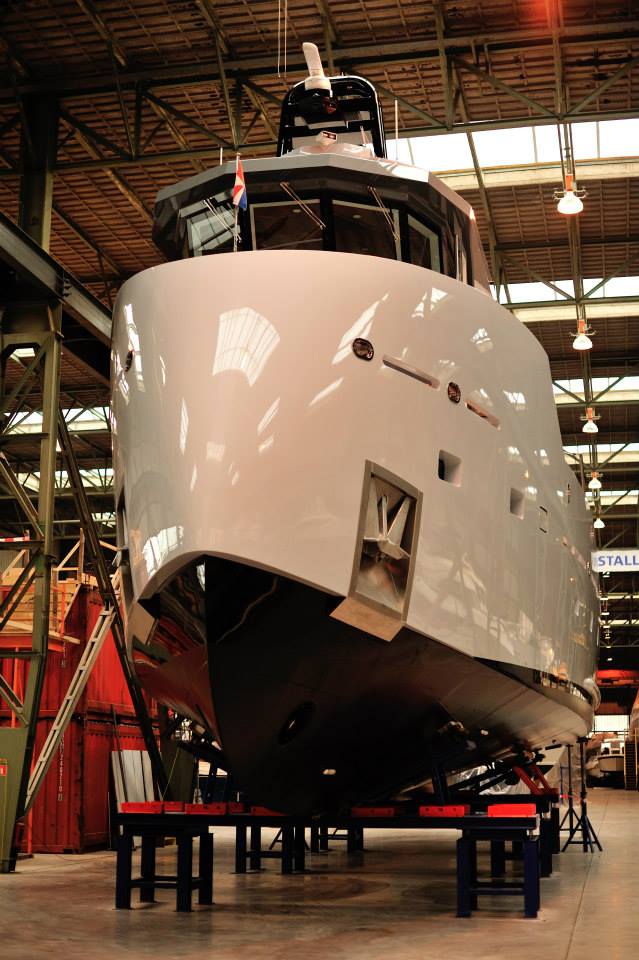 Photos from launch of 24m Lynx support yacht ‘YXT ONE’ designed by Diana Yacht Design