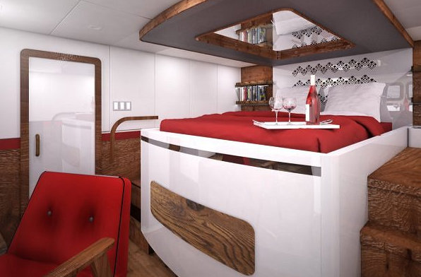 Luxurious cabins for 70 Sunreef Power Yacht designed by students from Academy of Fine Arts in Gdansk, Poland