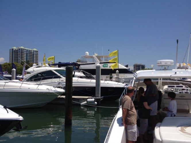 Luxury yachts on display at Suncoast Boat Show in Sarasota Luxury yachts on display at Suncoast Boat Show in Sarasota