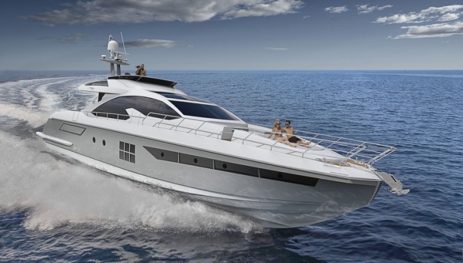 Motor yacht Azimut 77S at full speed Motor yacht Azimut 77S at full speed