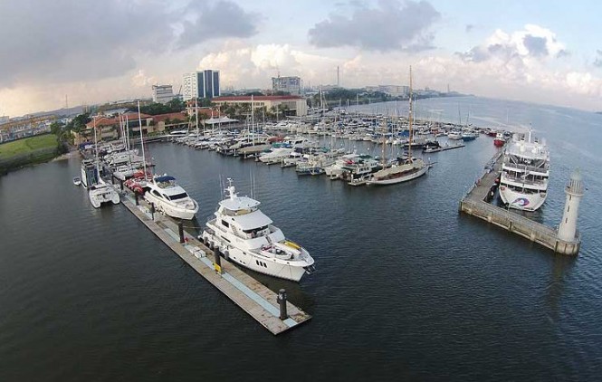 N86 Yacht Koonoona at Raffles Marina - View from above N86 Yacht Koonoona at Raffles Marina - View from above